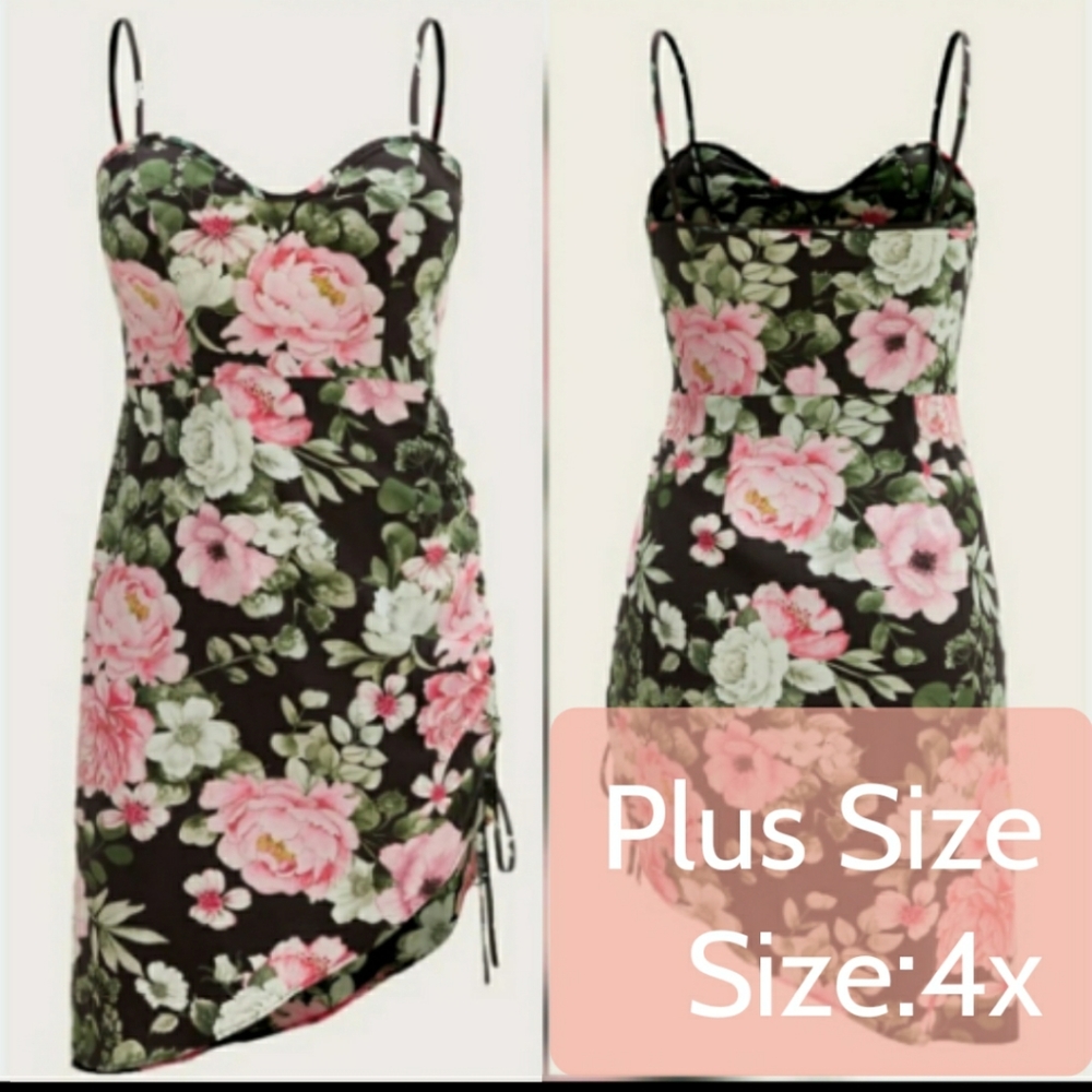 Plus Size - Floral Print - Asymmetrical Hem Cami Dress - Size 4x (20) - Picture 2 of 3
